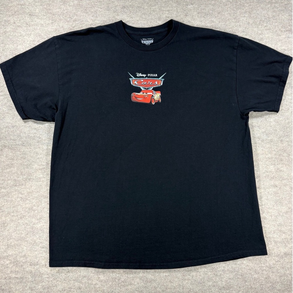 Disney Pixar Cars Lightning McQueen Graphic T-Shirt Mens XXL Black Mad Engine